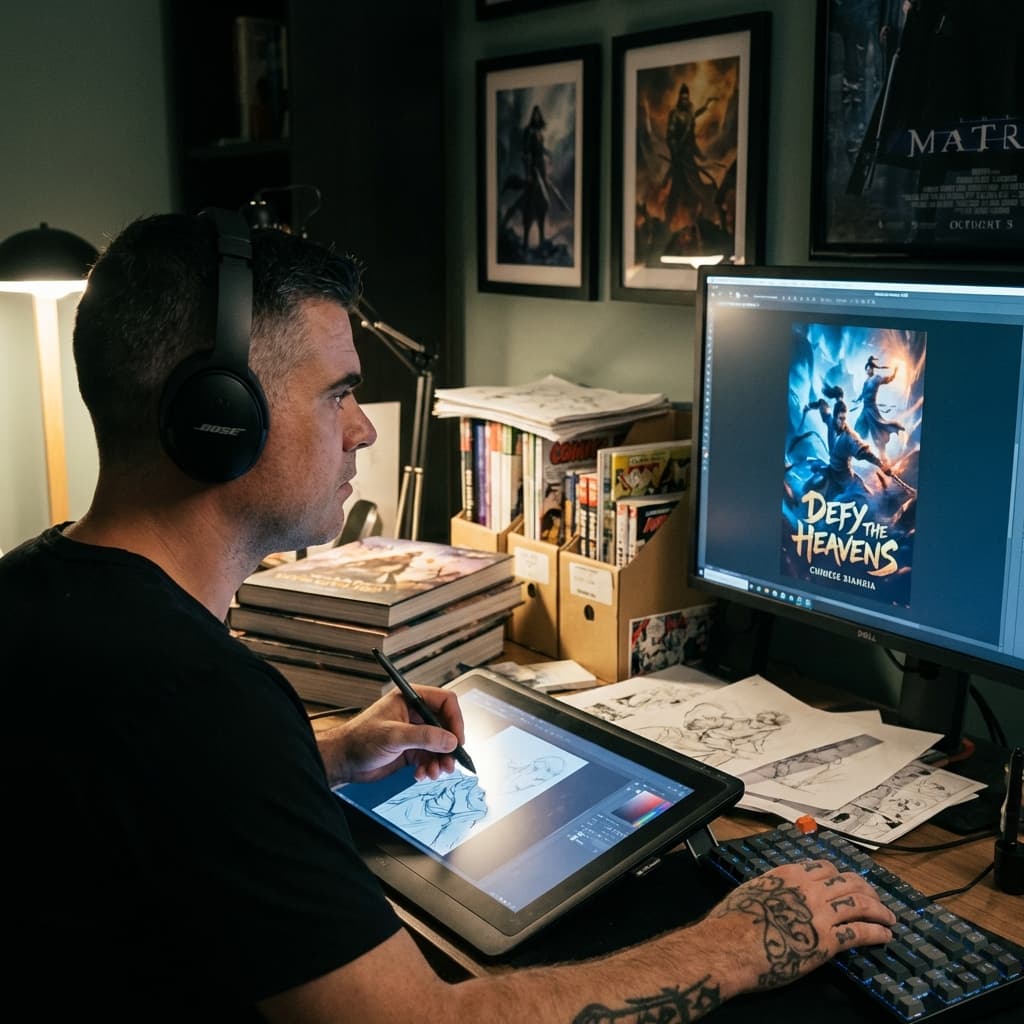 Ed illustrating book covers